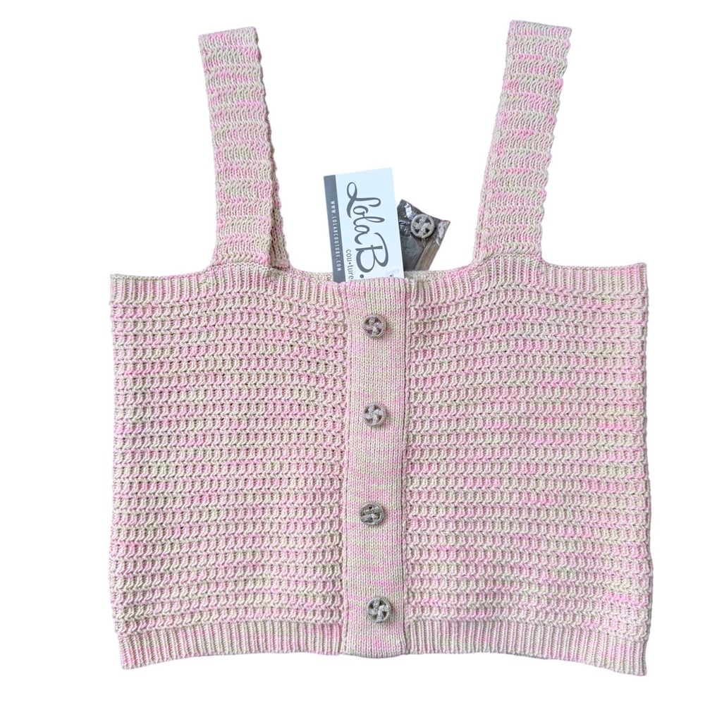 Strut & Bolt NEW Knit Button Crochet Tank Cottagecore Grandmacore MSRP $68 Med